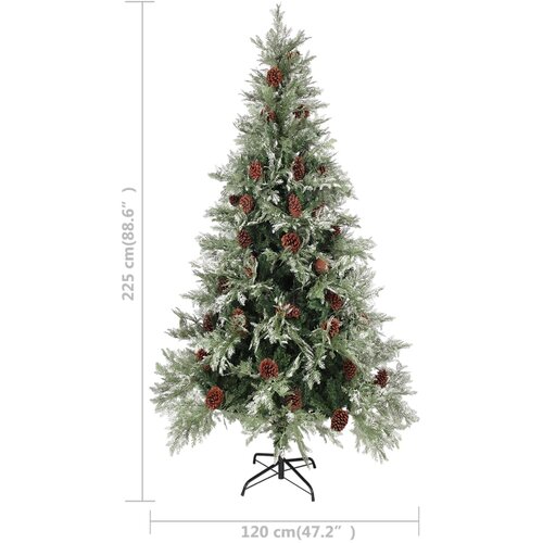  Osvijetljeno božićno drvce i &amp;scaron;i&amp;scaron;ke zeleno-bijelo 225 cm PVC/PE Slike