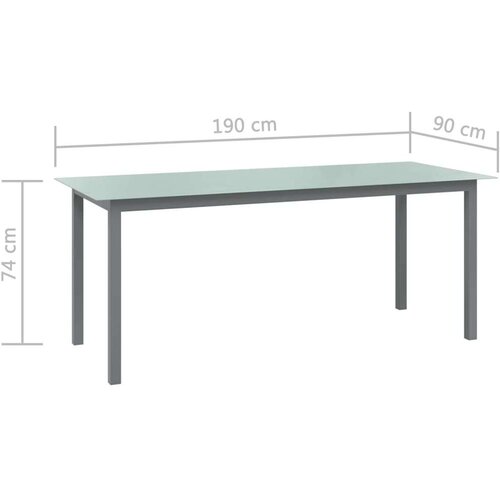 In vrtni stol svjetlosivi 190 x 90 x 74 cm od aluminija i stakla Slike