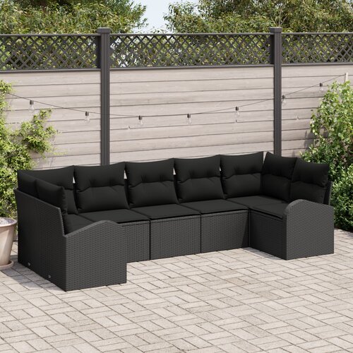 vidaXL set sofita za vrt Set od 7 Crna Polietilen ratan  poliester  čelik Cijene