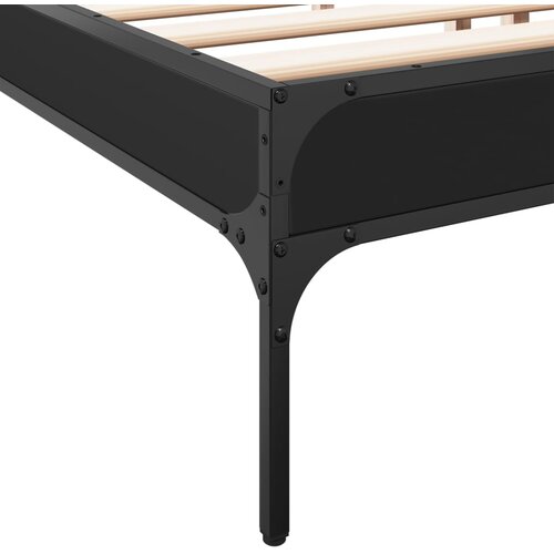  Okvir za krevet crni 200 x 200 cm konstruirano drvo i metal Slike