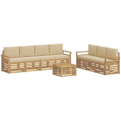  Setovi sofa 8 kom. Bijela i bež Poliester Slike