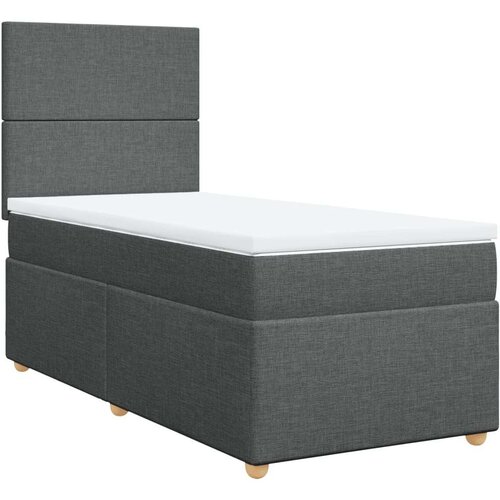 VidaXL Krevet s oprugama i madracem tamnosivi 100 x 200 cm od tkanine Slike