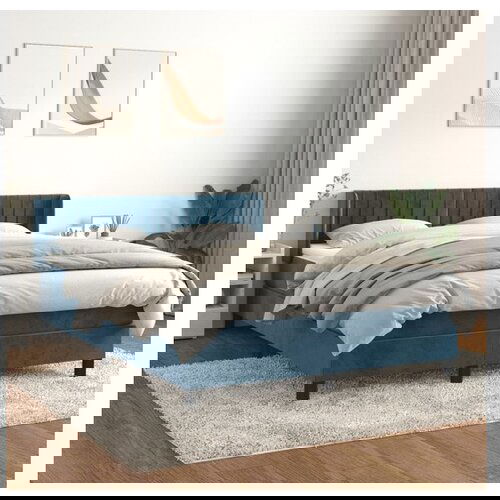 VidaXL Krevet s oprugama i madracem tamnoplavi 140x200 cm bar&amp;scaron;unasti Slike