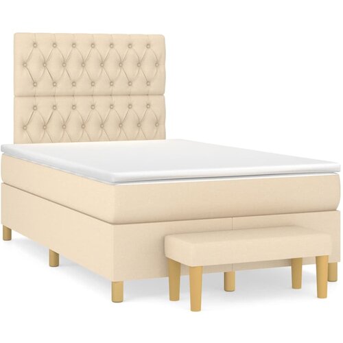 VidaXL Box spring postelja z vzmetnico krem 120x200 cm blago, (20896092) Slike
