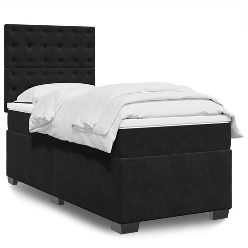  The Living Store Box spring postelja z vzmetnico črna 80x200 cm žamet - Box Spring Postelja, (21492302) Slike
