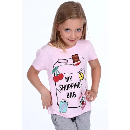 Fasardi Girls' T-shirt with patches in light pink color