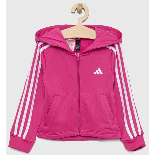 Adidas Dječja dukserica G TR-ES 3S boja: ružičasta, s kapuljačom, glatka