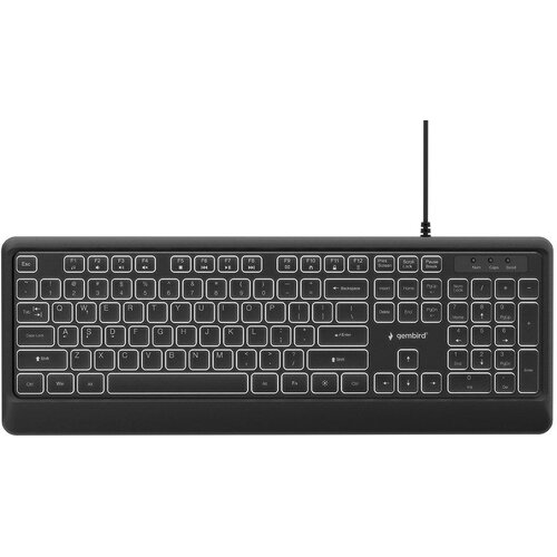 Gembird KB-UML-04 Slim wired backlight keyboard, black, US layout Slike