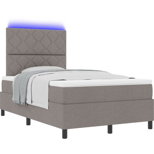 vidaXL Postelja z vzmetnico in LED svetlobo Taupe 120x190 cm Tkanina, (22084063) Cene