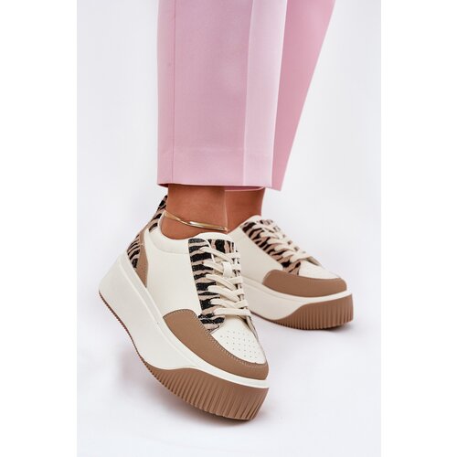 Boto Women&amp;#039;s Sneakers on Massive Platform Zebra Beige Tamorniel Slike