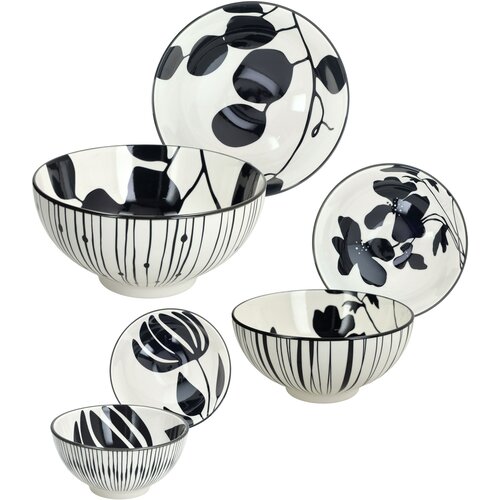 Tognana Set od 3 činije Portata Noir Bloom, Belo-crni Slike
