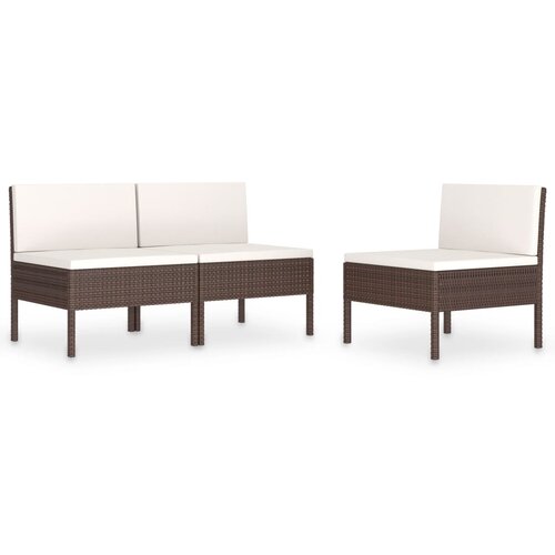 Maison Chic Vrtni stoli - Stol za vrt 3 kosi z blazinami poli ratan rjave barve JS1504, (21878104) Slike