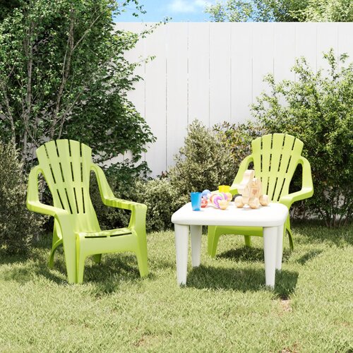 The Living Store Vrtni stoli 2 kosa za otroke zelena 37x34x44cm PP videz lesa - Vrtni Stol, (21465027) Slike