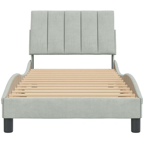 VidaXL Okvir za krevet s uzglavljem svjetlosivi 90x190 cm bar&amp;scaron;unasti Slike
