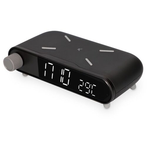 Ksix Retro alarm/budilica, bežični punjač, mjerač temperature, crni Slike
