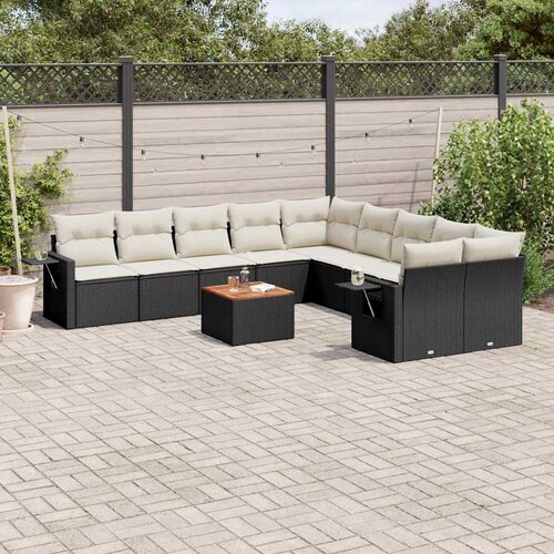 11-dijelni set vrtnih sofa od poliratana s jastucima crni Crna 62 x 62 x 69 cm Cene