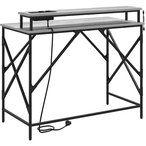  Stol s policom Siva Sonoma 100 x 50 x 86,5 cm Konstruirano drvo Slike