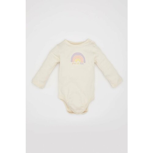 Defacto Baby Girl Newborn Crew Neck Rainbow Printed Heavy Fabric Snap Body Slike