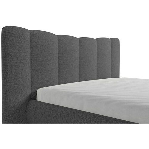 MID.YOU OBLAZINJENA POSTELJA 180 cm x 200 cm , les, tekstil, leseni material antracit Slike