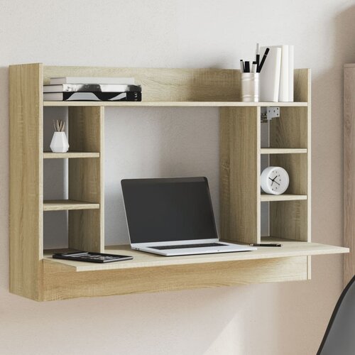 vidaXL Stenska pisalna miza sonoma hrast 105x48x75 cm inženirski les Cene