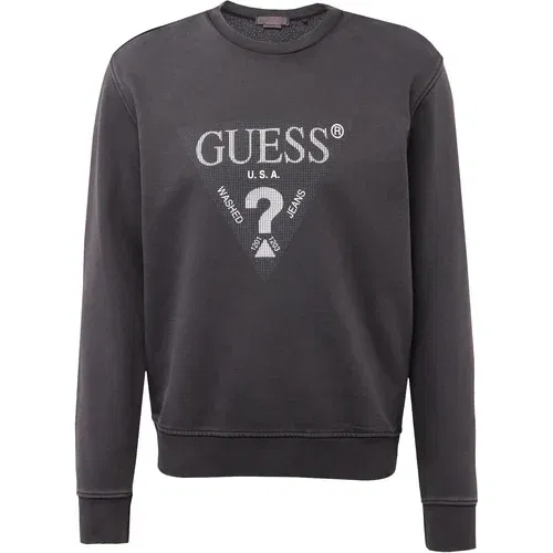 Guess Sweater majica crna melange / bijela