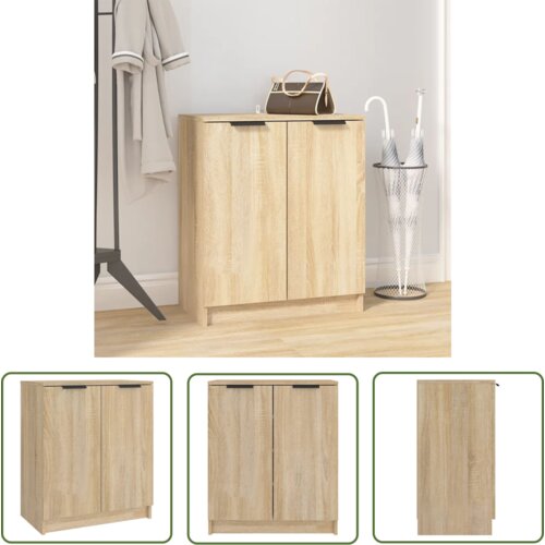 The Living Store Omarica za čevlje sonoma hrast 59x35x70 cm konstruiran les - Omarica Za Čevlje, (21744895) Cene