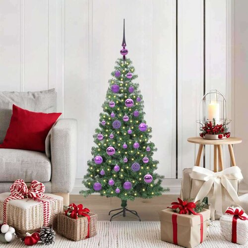 vidaXL Božično drevo med 150 LED z stojalom Zelena 120 cm PVC Cene