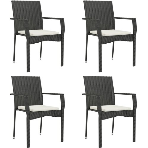 Maison Chic Vrtni stoli - Stol za vrt z blazinami 4 kosi poli ratan črni JS2241, (21876797) Slike