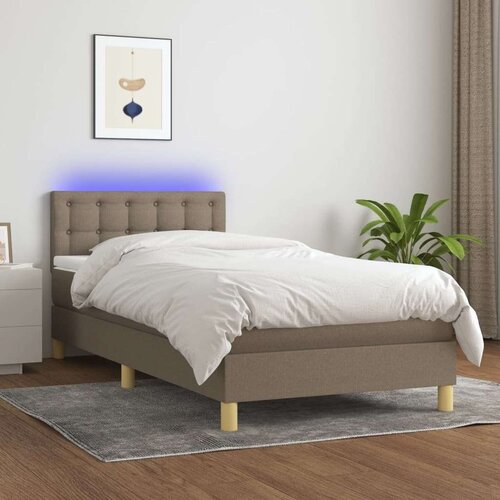 Box spring postelja z vzmetnico LED taupe 90x200 cm blago, (20900352) Cene