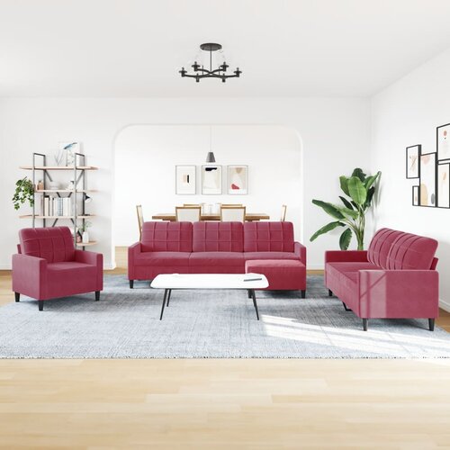  4-dijelni set sofa s jastucima crvena boja vina bar&amp;scaron;unasti Slike