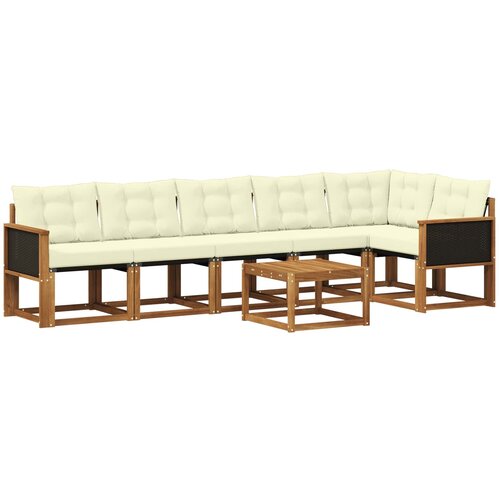 vidaXL Zunanja garnitura za sedenje z blazino 7 pcs Naravna in smetana, (5000273199) Cene
