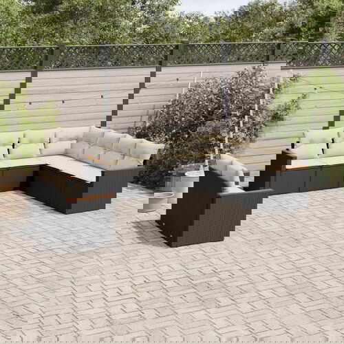 vidaXL 9-dijelni set vrtnih sofa s jastucima crni od poliratana Cijene
