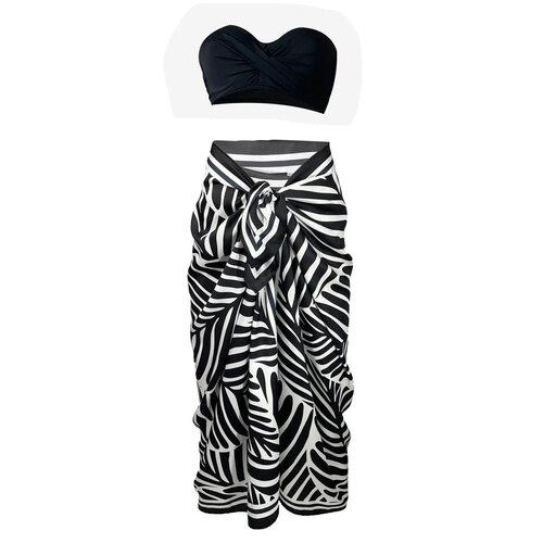Dewberry 71058 Patterned Shiny Fabric Women Pareo-BLACK-WHITE Cijene