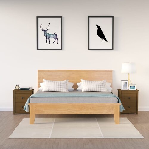 vidaXL Nočna omarica 2 kosa medeno rjava 50x35x61,5 cm trdna borovina Cene