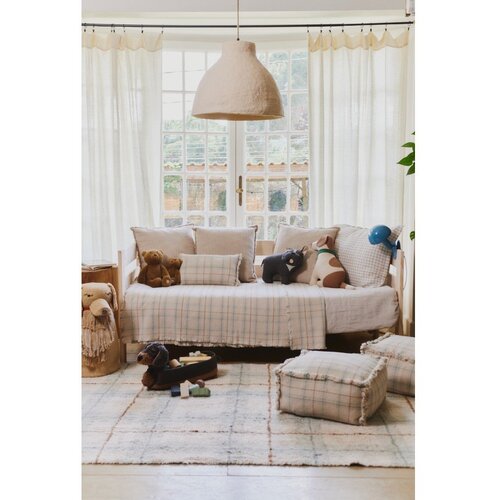 Lorena Canals Kremno belo-žajbljevo zelena pralna ročno tkana bombažna preproga 140x190 cm Tartan Blue Sage &amp;ndash; Slike
