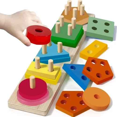 Kruzzel drveni sorter oblika s 15 elemenata na stupićima Slike