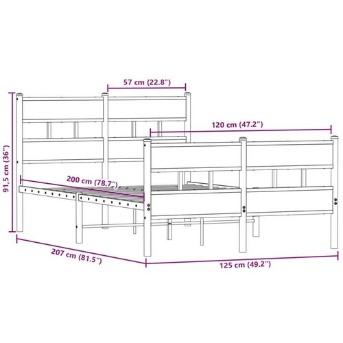 VidaXL Metalni okvir kreveta bez madraca boja hrasta sonome 120x200 cm Slike