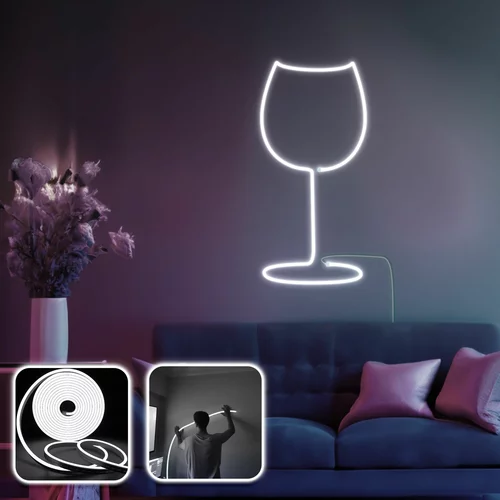 Opviq dekorativna zidna led svjetiljka, Wine Glass - Medium - White