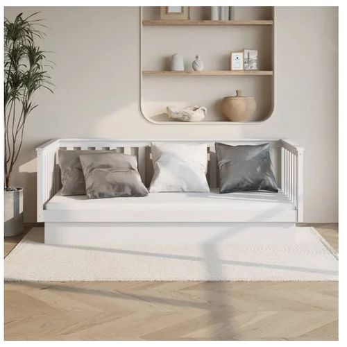  Dnevna postelja bela 100x200 cm trdna borovina