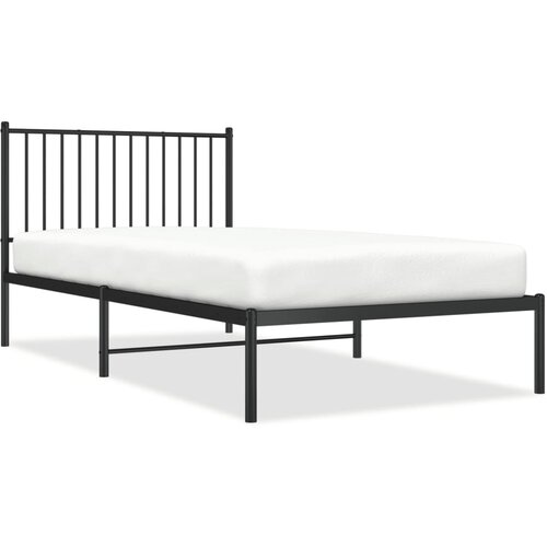 Maison Chic Kovinski Posteljni okvir - Enojna postelja - Postelja za odrasle z vzglavjem črn 100x200 cm, (21694419) Slike