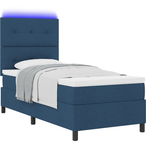 VidaXL Box spring krevet s madracem Plava 90 x 190 cm tkanina Slike