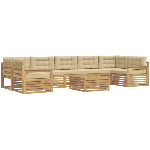  Set vanjskih sofa 8 kom. Bijela i bež Čvrsto drvo akacije Slike