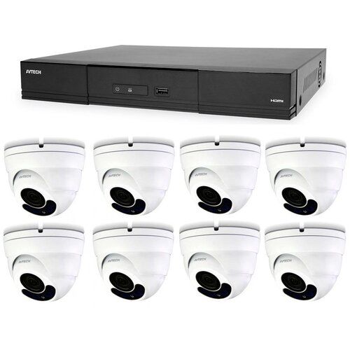 Avtech Komplet kamer 1x NVR AVH1109 in 8x 2MPX Motorzoom IP Dome kamera DGM2443SVSE + 8x UTP kabel 1x RJ45 - 1x RJ45 Cat5e 15m!, (20653017) Slike
