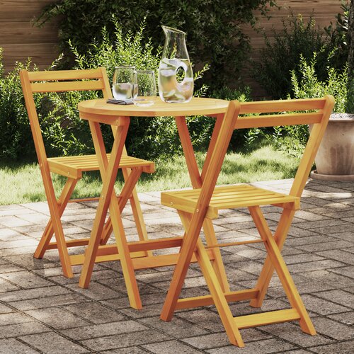 VidaXL 3 Dijelni Sklopivi Bistro Set Čvrsto Drvo Akacija Slike