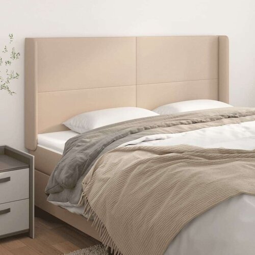  Uzglavlje s u&amp;scaron;ima boja cappuccina 203x16x118/128cm umjetna koža Slike