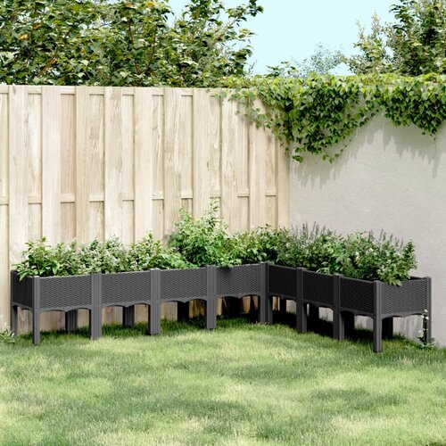 VidaXL Vrtna sadilica s nogama crna 200 x 160 x 42 cm PP Slike