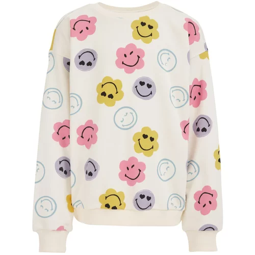 WE Fashion Sweater majica boja slonovače / ljubičasta / roza / prljavo bijela