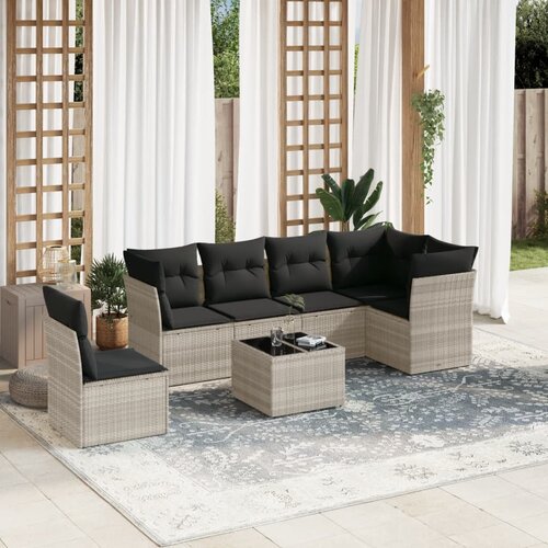 vidaXL 7-dijelni set vrtnih sofa svjetlosivi od poliratana Cijene