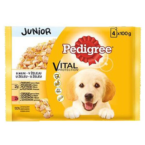 Pedigree Vlažna hrana za pse Junior, Piletina i Govedina, 4x100g Slike