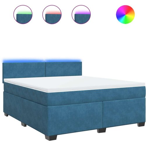 vidaXL Box spring postelja z vzmetnico modra 180x200 cm žamet Cene